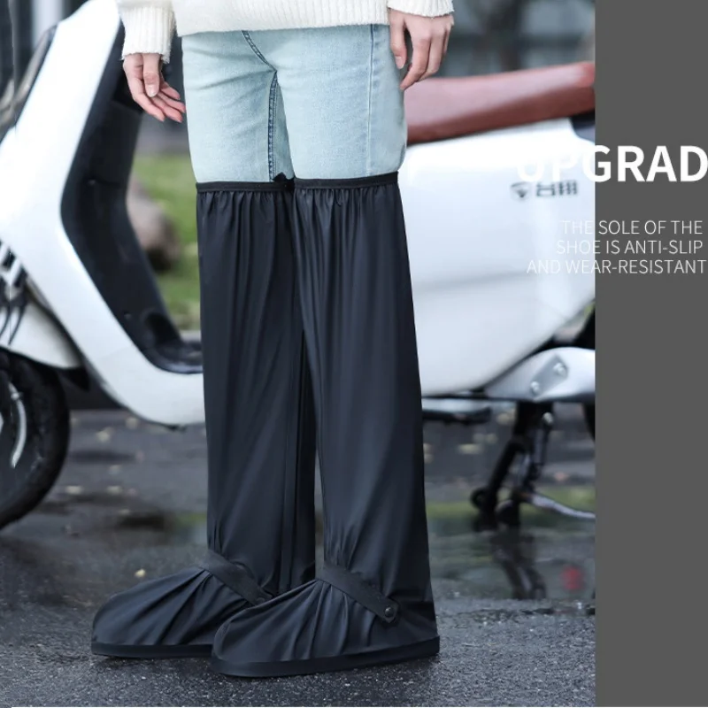 فوق الركبة 60 سنتيمتر عالية أنبوب قابلة لإعادة الاستخدام مقاوم للماء الجرموق السراويل غطاء أحذية الدراجات عدم الانزلاق التمهيد يغطي المطر أحذية ثلج حامي