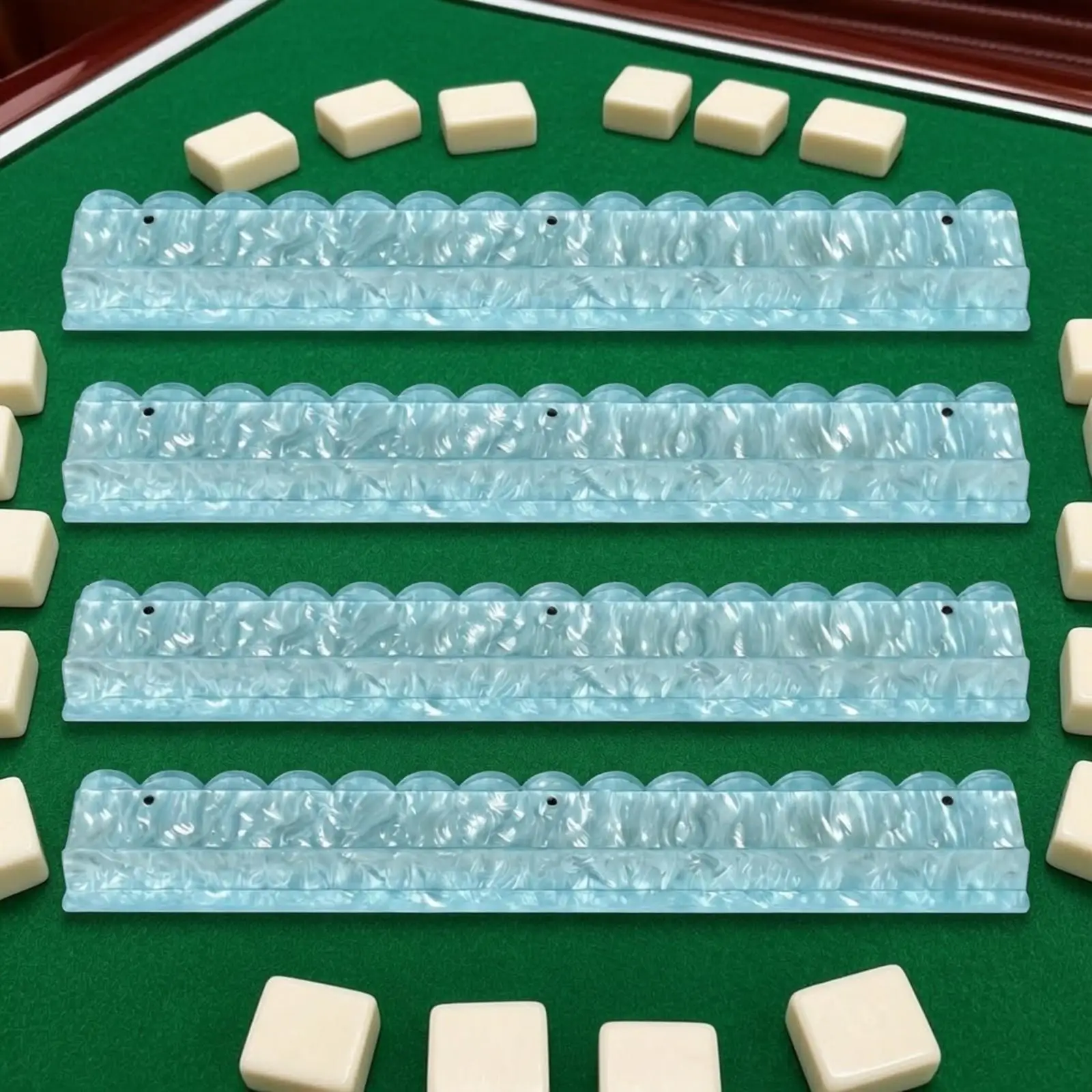 4 Pieces U-Shaped Wavy Mahjong Tile Rack Scratch-Resistant Acrylic Mahjong Rack Game Accessory Decorative Universal Fit