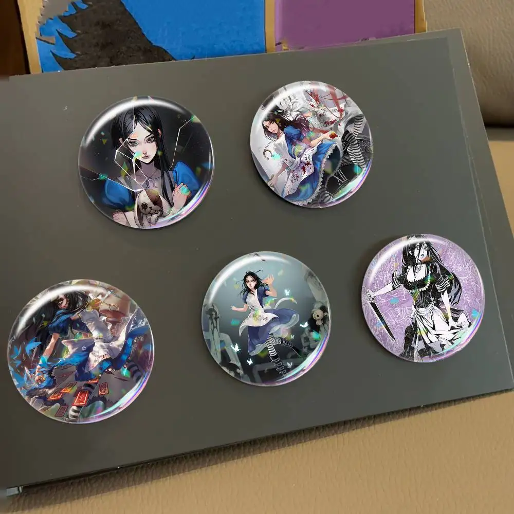GAME Alice Madness Returns   Badge 25 32 44 58 75 mm Round Fans Collect Friends Gifts Brooch Souvenir