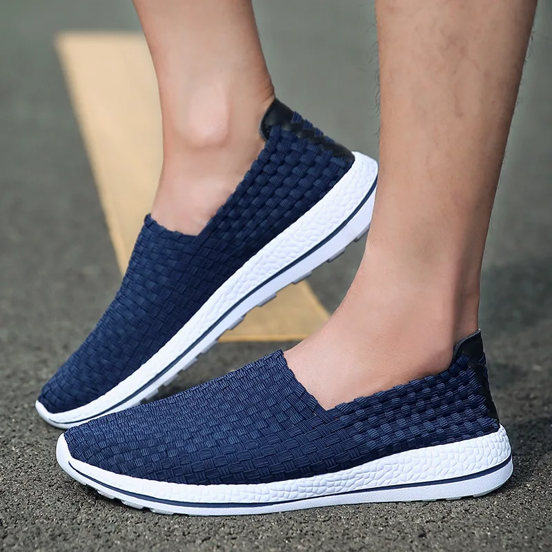 Men Shoes Summer New Breathable Handmade Woven Flats Shoes Shallow Loafers Outdoor Lightweight Casual Sneakers Zapatillas Hombre