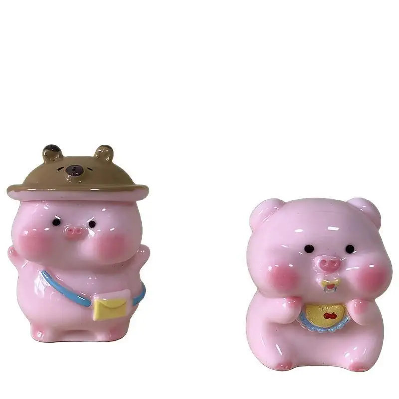 Cute Pink Pig Mini Figurine Cartoon: Resin Desktop Decoration Animal Shelf Ornament