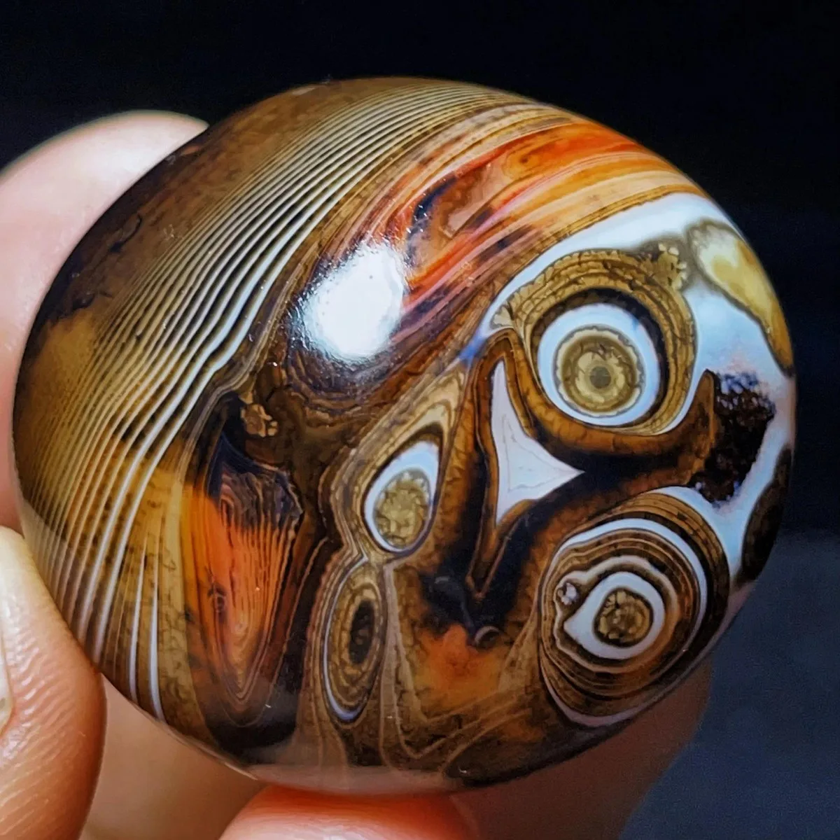 4PC Desert Stone Banded Agate Worry Stone, Decor Stone, Tumbled Polished, Jewelry Making, Natural Stone, Crystal Collection