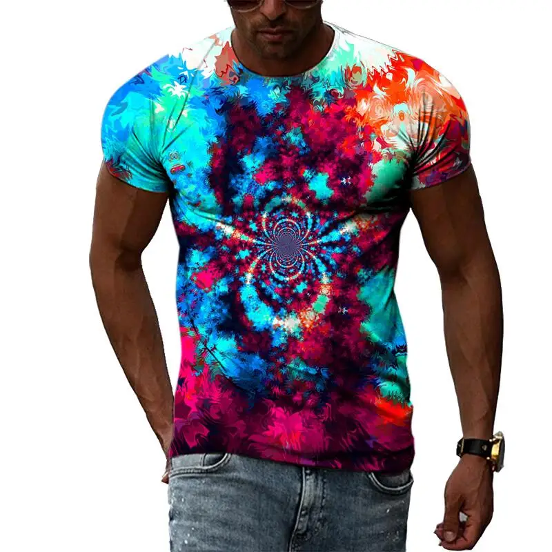 Summer Fashion Creative Abstract Graphic T Shirts For Men Casual 3D Print Hip Hop Harajuku Personality Round Neck Short Sleeve