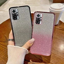 For Xiaomi Redmi Note 10 Pro Case Redmi Note 10 Pro Max Phone Case Luxury Electroplated Glitter Soft Bumper Clear Back Cover