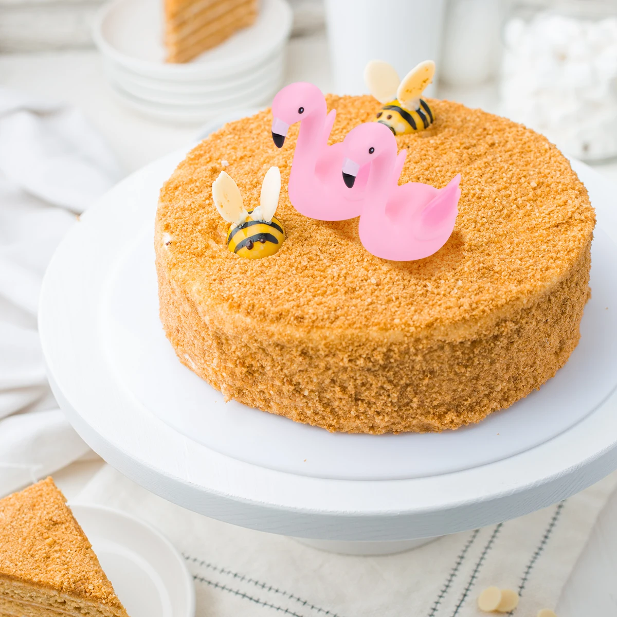 

4pcs Flamingo Cake Topper Elegant Birthday Bake Toppers Wedding Christmas Sweet Practical Ornament