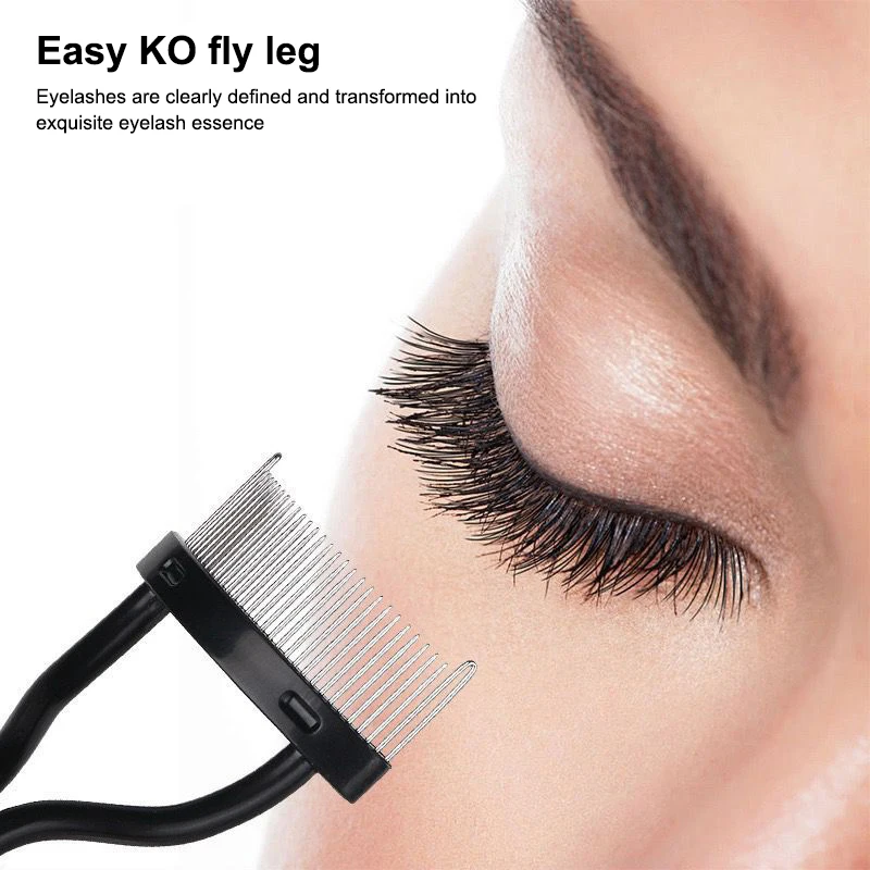 Eyelash Separator Metal Teeth Straight Eyelash Curler Beauty Makeup Stainless Eyelash Brush Comb Mascara Curl Makeup Tool