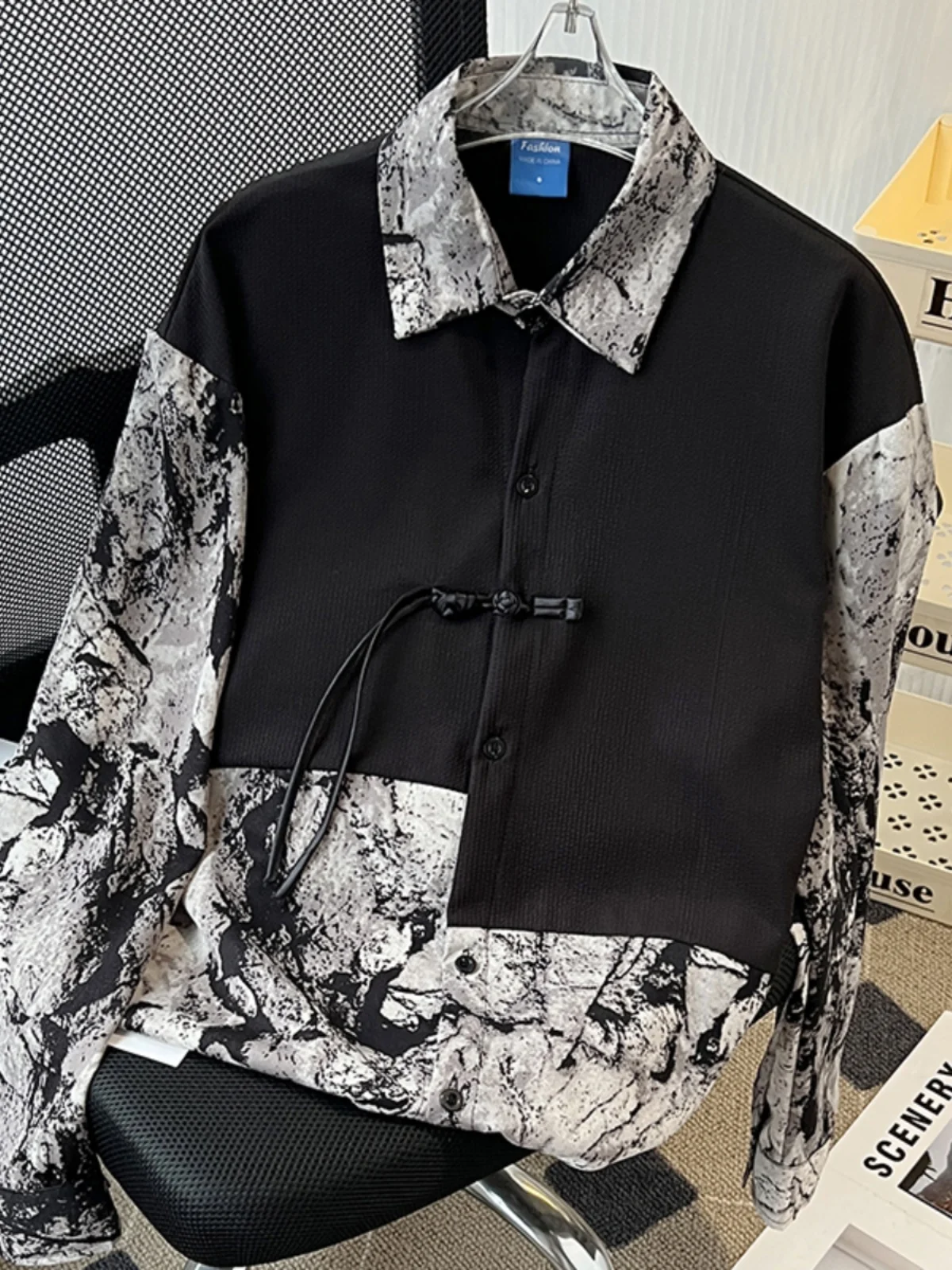 

Новая летняя мужская куртка-рубашка в китайском стиле, свободного кроя, с модным дизайном в стиле пэчворк, повседневная, для активного отдыха