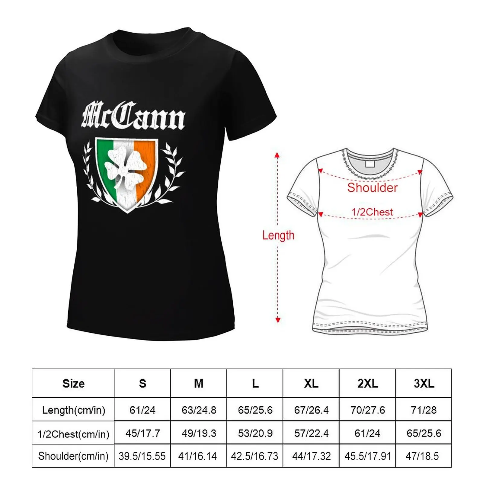 Camiseta McCann Family Shamrock Crest Vintage angustiado, camisa Animal Print para meninas, tops para mulheres, camisas de gato