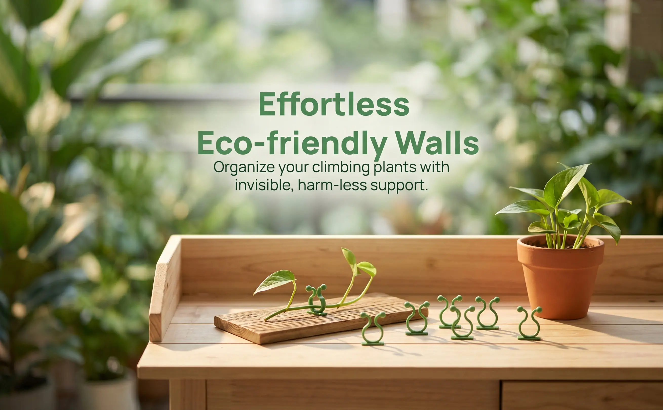 80Pcs Plant Climbing Fixture Hooks Self-Adhesive Wall Sticky Hooks for Green Pothos Vines Wire Management Space Saving Organizer
