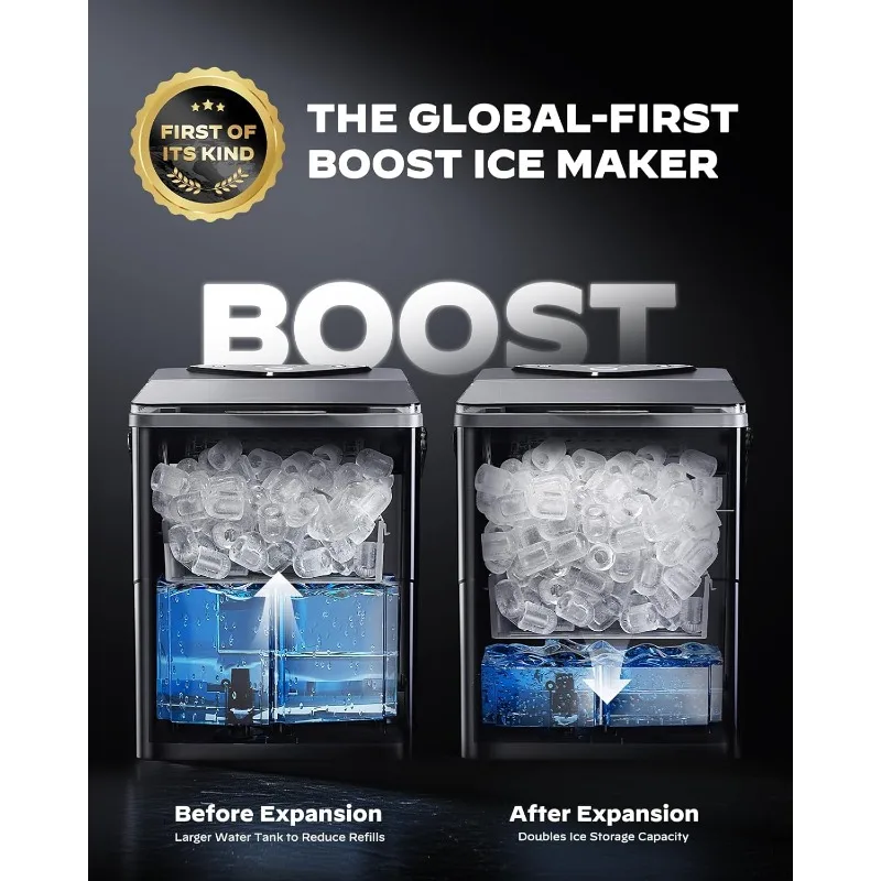 Macchina per il ghiaccio da banco Silonn, 9 cubetti in 6 minuti, cestino per il ghiaccio da 2,5 litri, macchina per il ghiaccio autopulente con controllo touch a LED, 2 dimensioni di proiettili
