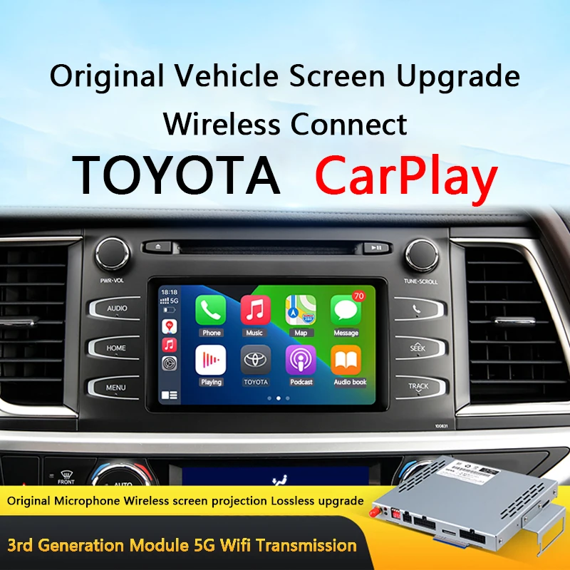 Upgrade Wireless P3 Apple Carplay Android Auto For TOYOTA TUNDRA 2014-2019 With Mirroring Navigation Reverse Camera Car Decoder