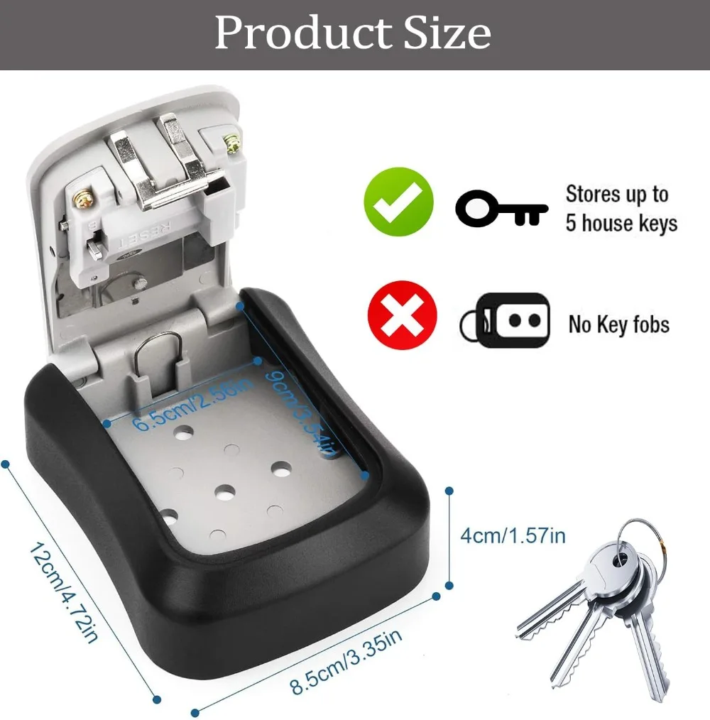 Сейф для ключей, настенный водонепроницаемый замок, сейф для ключей с с сбрасываемым 4-значным комбинацией, сверхмощный шкаф для ключей на открытом воздухе