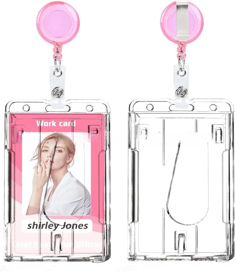 Transparent Exhibition Name ID Badge Holder Working Permit Case with Clip Badge Reel Retractable Pass Work Card Cover Sleeve