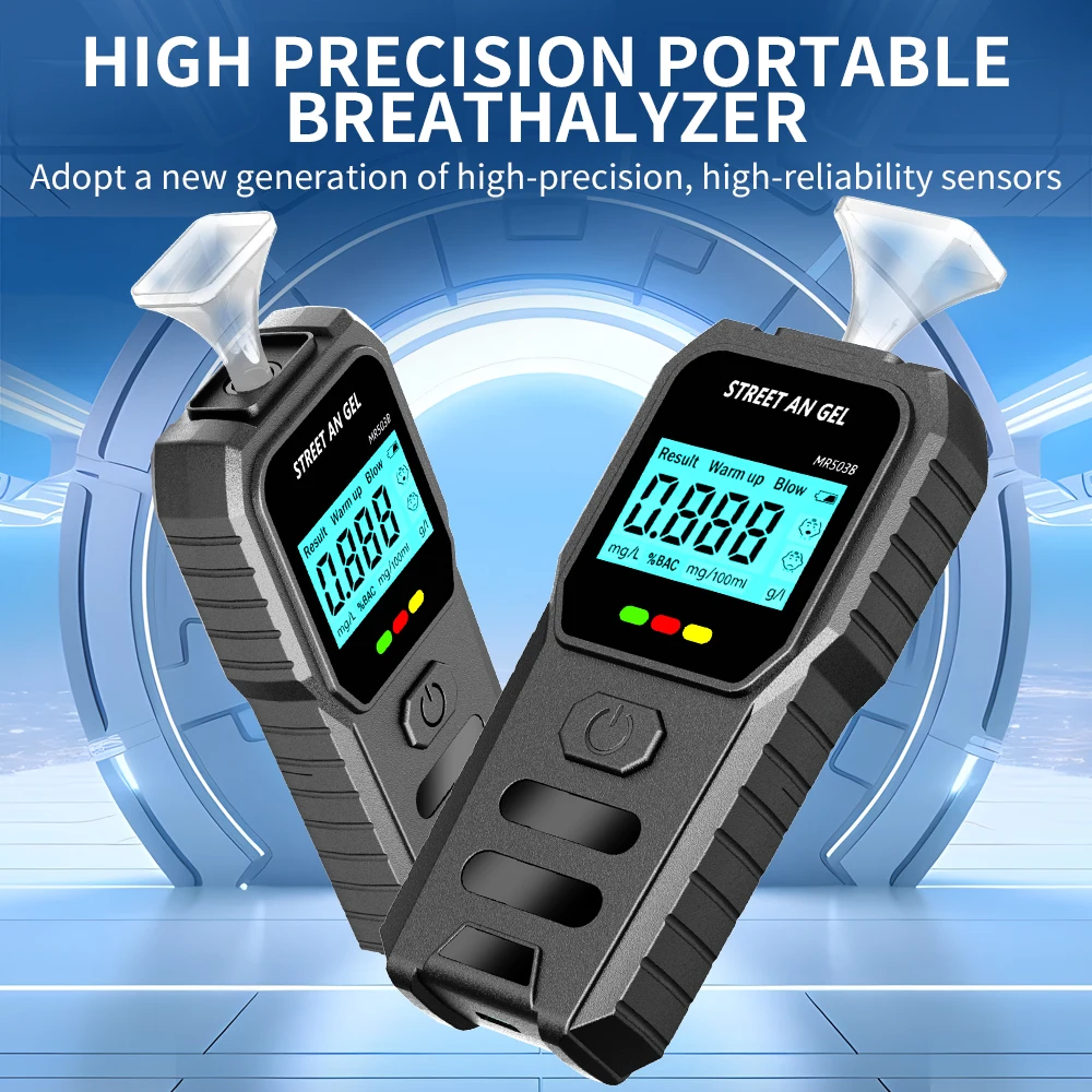 Portable Car Alcohol Tester Digital Breathalyzer Accurate Driving Safety Breath Alcohol Detector with Detachable Mouthpiece
