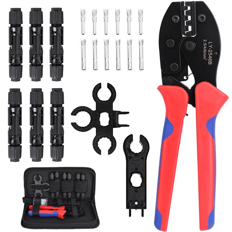 

Обжимные клещи Набор инструментов для обжима кабелей солнечной фотоэлектрической панели 2,5-6 мм2 Коннекторы Щипцы для обжима проводов Набор инструментов для ремонта фотоэлектрической солнечной батареи