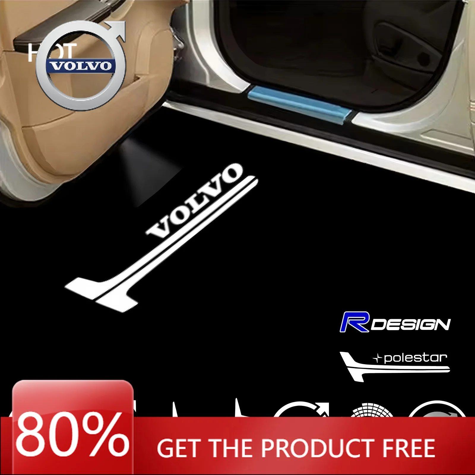 

2026 Hot For VOLVO 2PCs Car Door Light LED Welcome Laser Projector Logo Lamp Backlight For Volvo Rdesign V50 S60 XC60 S40 XC40 X