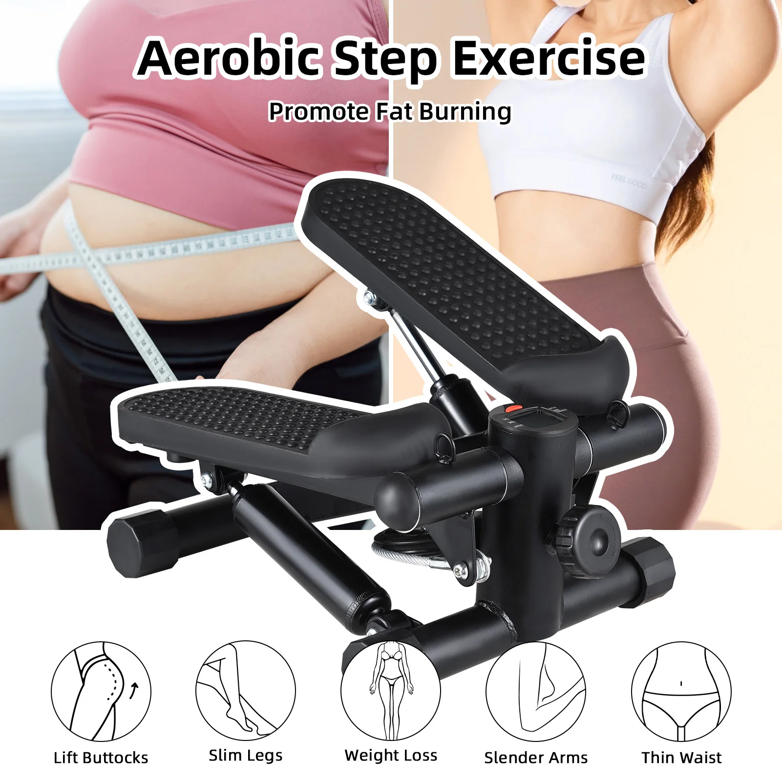 

Mini Stepper For Exercise At Home With Resistance Bands LCD Display Capacity Electronic Tracking 100kg Stair Stepper