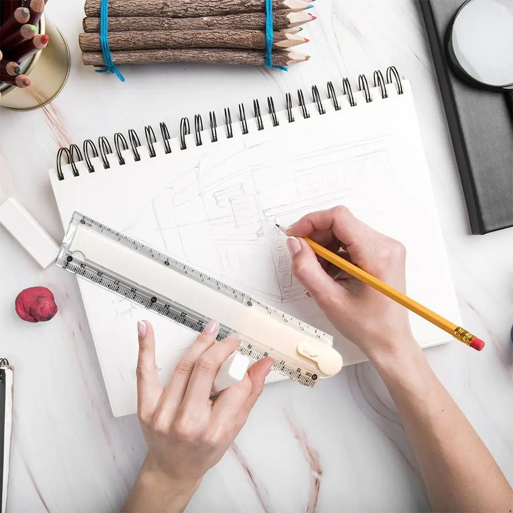 Transparent 30CM Foldable Ruler Foldable Easy Storage Measuring Ruler Clear Scale Geometric Drawing Ruler Students