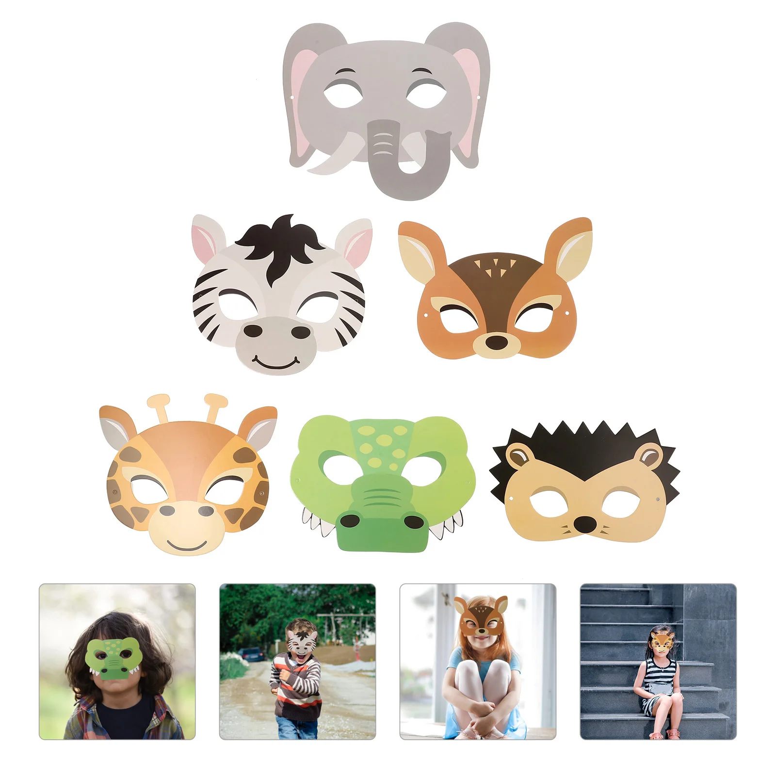 

12 Pcs Animal Masks for Kids Lightweight Reusable Halloween Birthday Decorations Cartoon Lion Face Mask Prop Party Favors