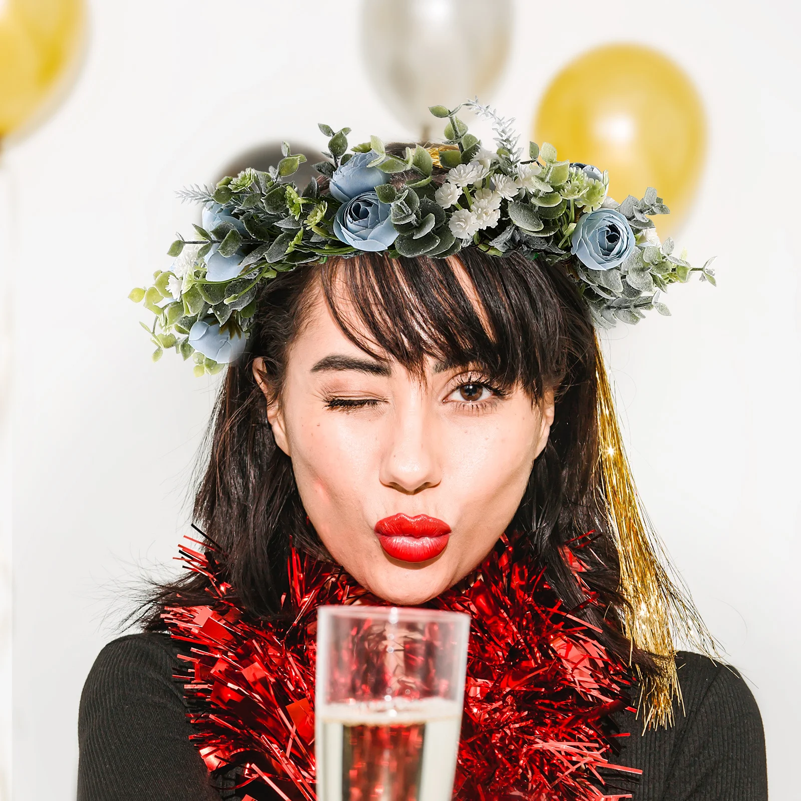 

1Pcs Bride Wreath Hair Accessory Cloth Handmade Floral Headband Lightweight for Wedding Party Stage Performance