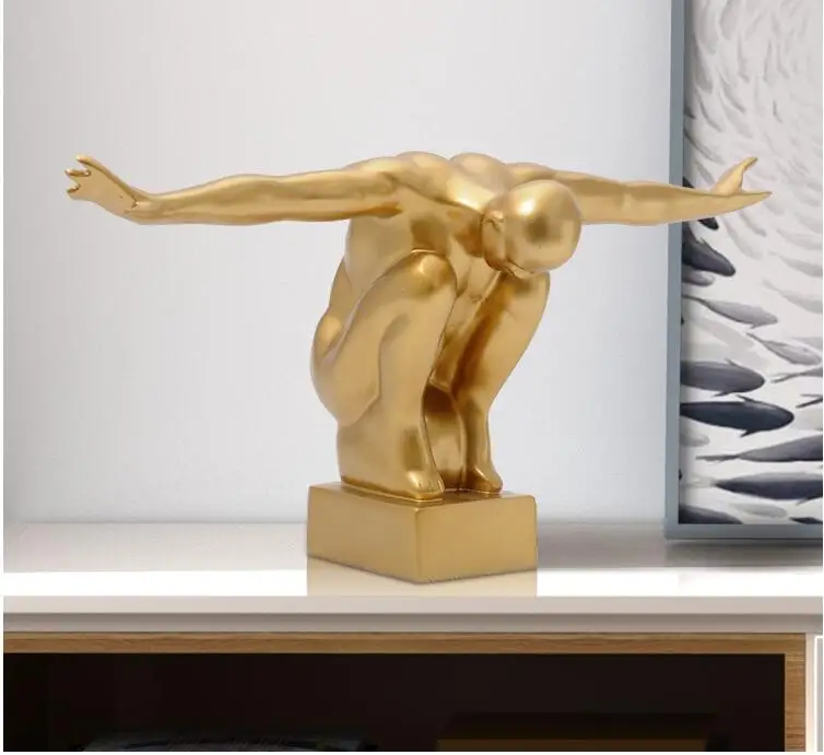 Euroepan Abstract Figure Gymnastics Statues Resin Ornaments Home Livingroom Table Figurines Decoration Crafts Office Accessories