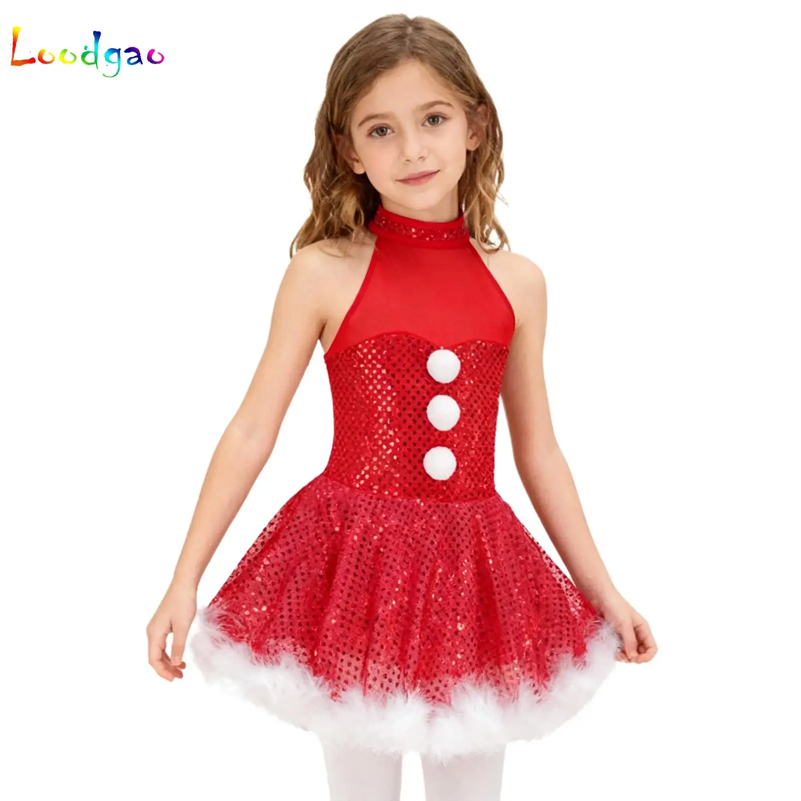 

Kids Girls Christmas Snowman Costume Sequins Ballet Dance Tutu Dress Figure Skating Leotard Carnival Holiday Party Dancewear