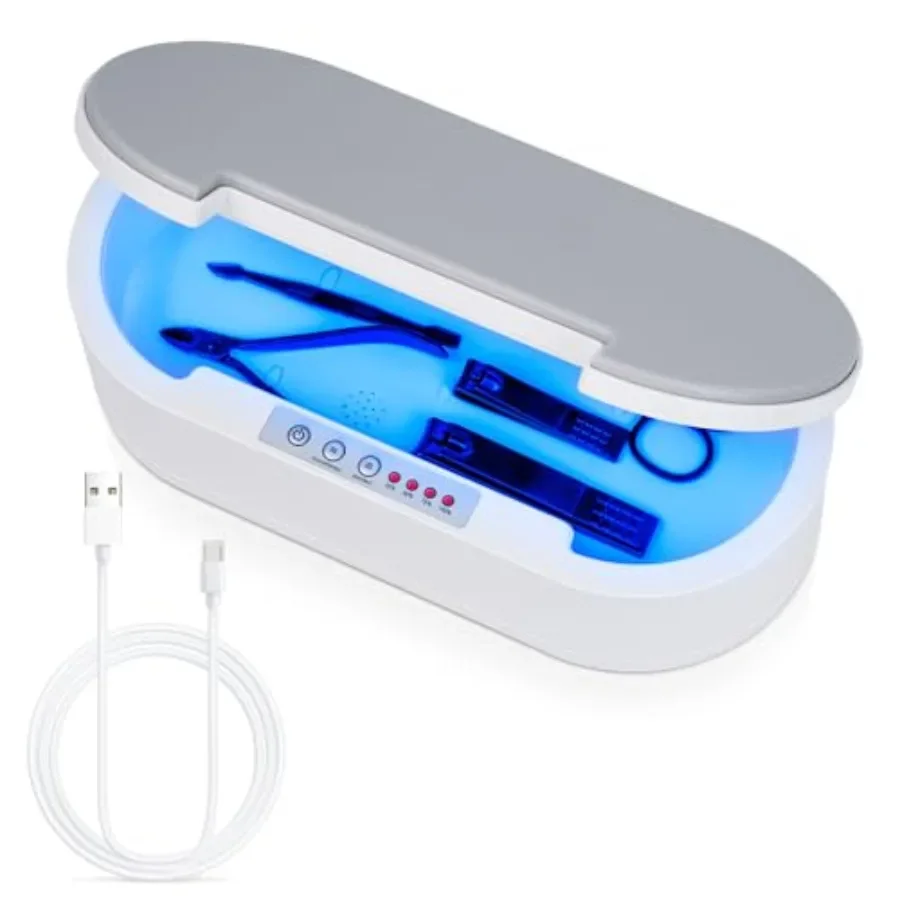 Nail Tools Sterilizer Multifunction Blue Light Aromatherapy Cleaning Sterilizer Box For Jewelry Glasses Phone Nail Manicure Mak