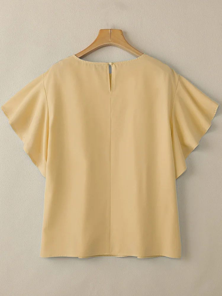 2025 ZANZEA blusa de verano elegante Mujer camisa de manga corta moda sólida OL Tops de trabajo elegante volantes vacaciones Blusas túnica Mujer