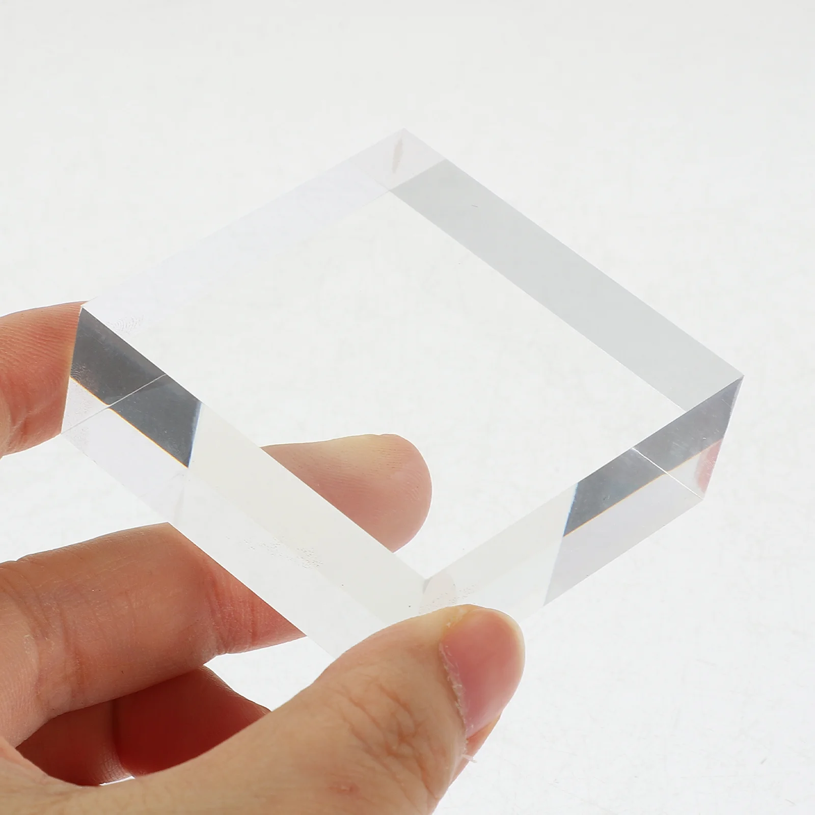 

2Pcs Acrylic Jewelry Display Base Clear Square Block Craft Organizer Storage Stand Acrylic Display Block