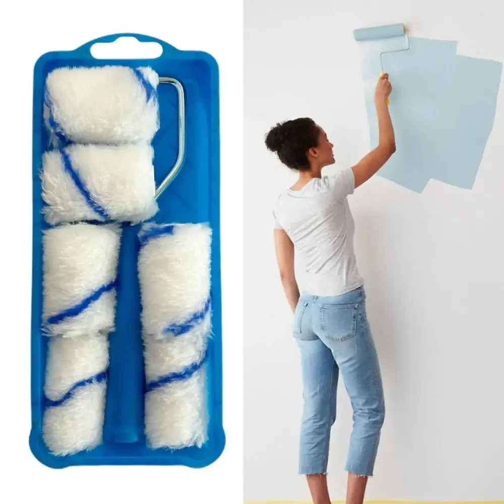 High-Density Fabric Paint Rollers Set Lint-Free Smooth Finish Paint Roller Tray 2Inch Mini Paint Roller Painting Walls