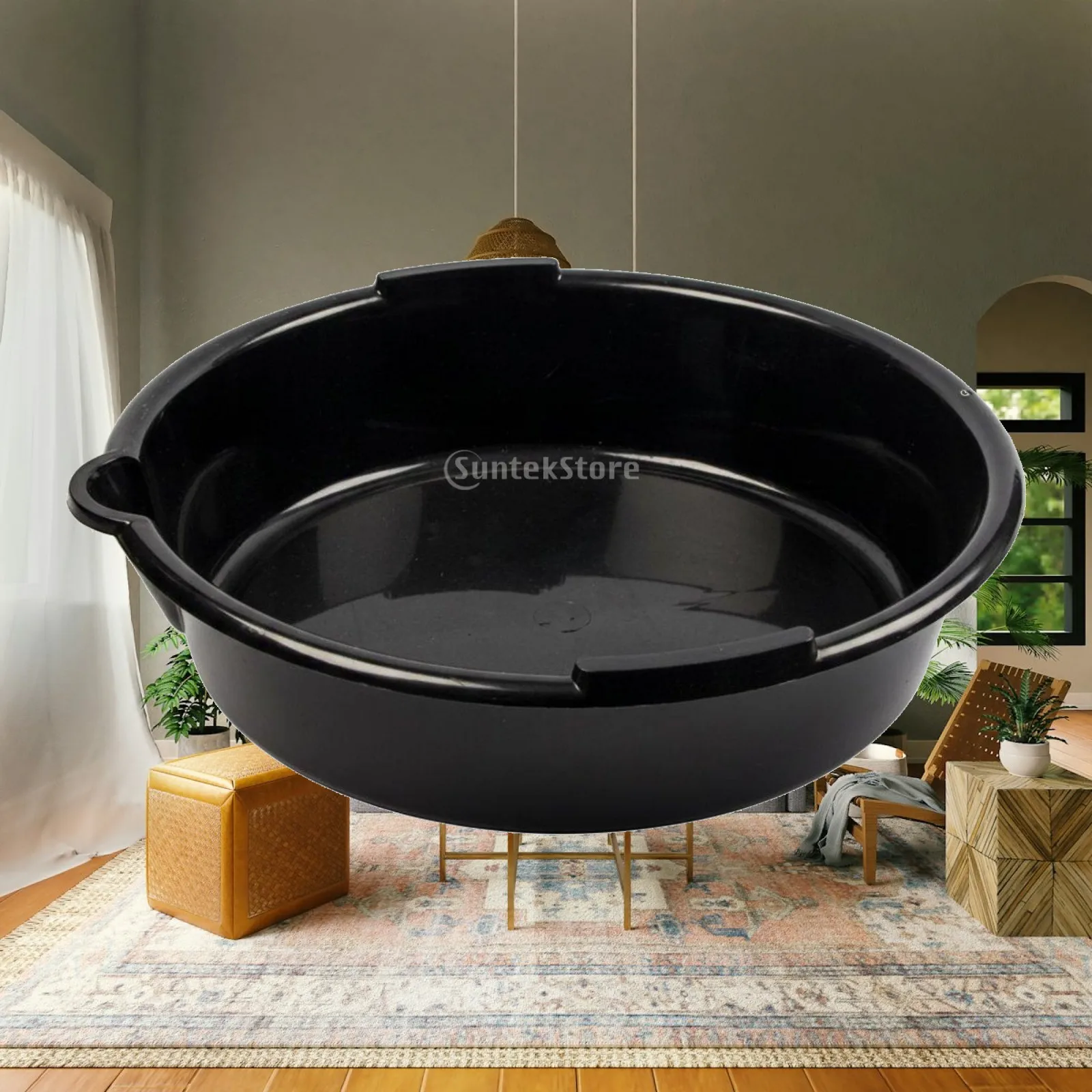 Oil Collector Pan Deep Basin Fluid Drain Tray Tethered Cap for Garage