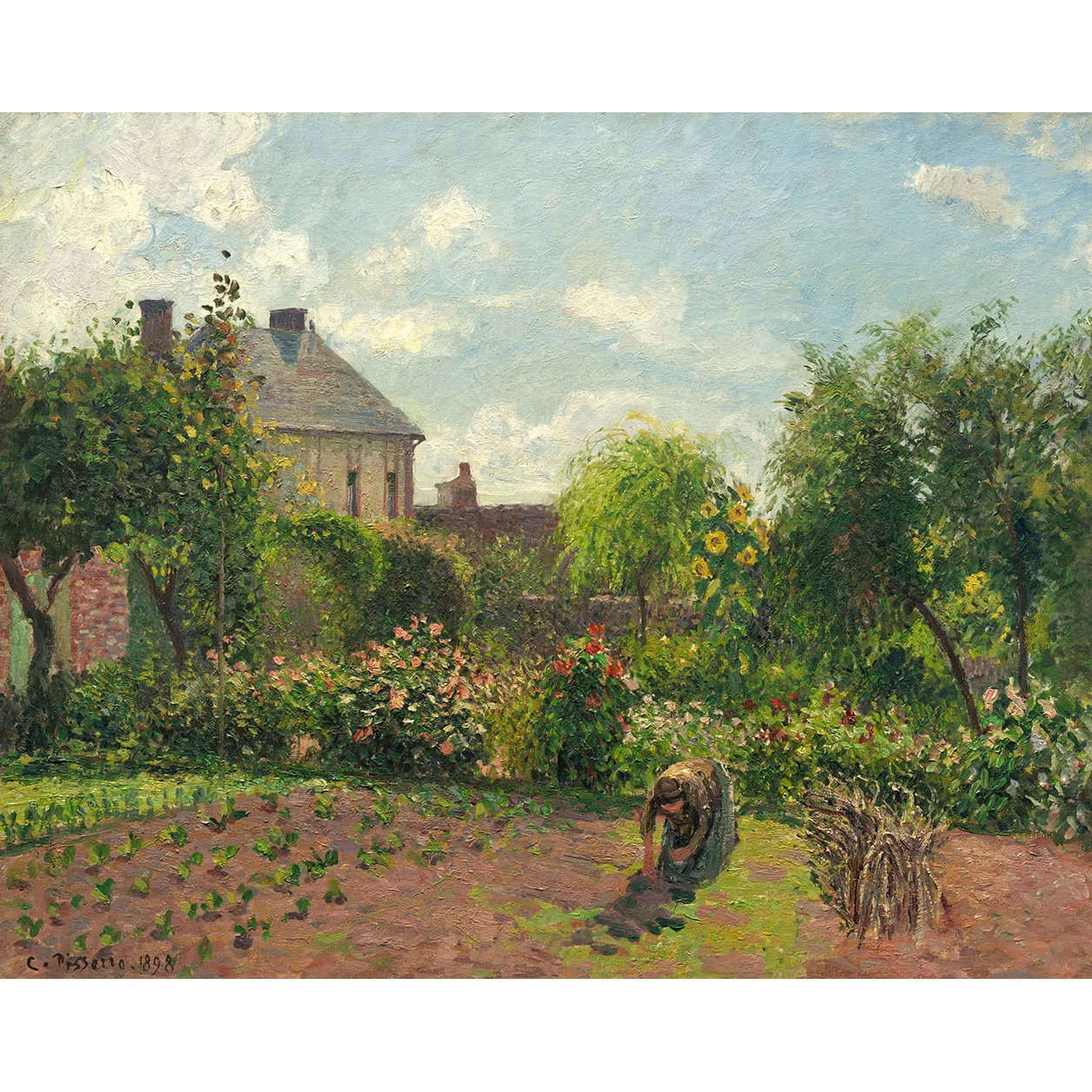 The Artist’s Garden at Eragny by Camille Pissarro Hand painted landscape oil painting Famous oil painting replica Home decor