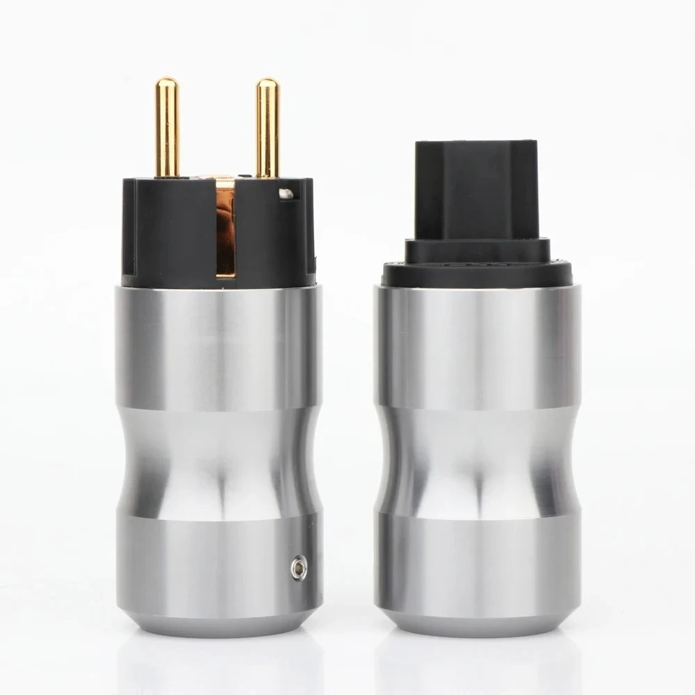 24K Vergoldeter Europäischer Standard-Netzstecker für Audio-HIFI-Geräte mit Europäischer Weiblicher Stromversorgungssteckdose – Detail 3