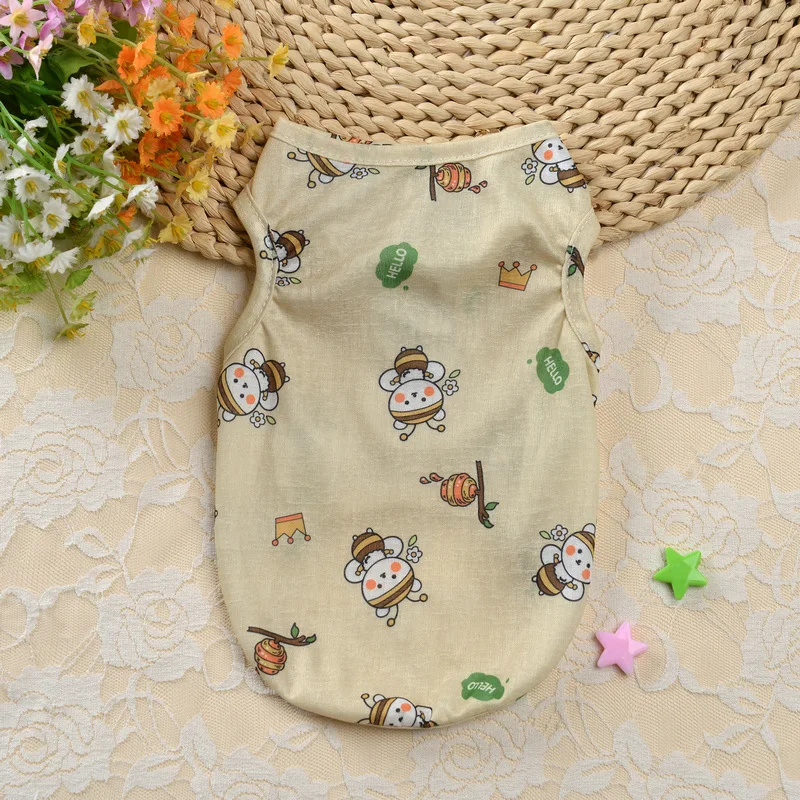 Thin Dog Vest Printed Pet Shirt Summer Dog Clothes For Small Medium Dogs Sleeveles Puppy Cat T-shirt Yorkshire Teddy Costumes