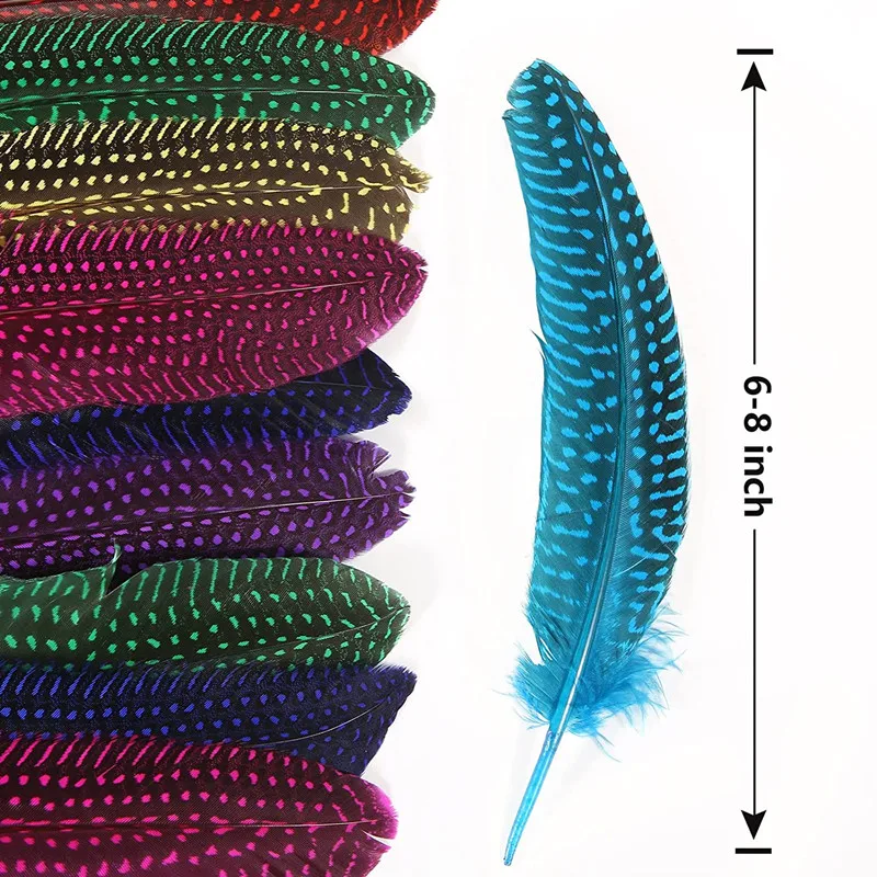 10 قطعة الجناح رصدت غينيا الطيور الدراج الدجاج الهندي الريش غطاء الرأس أعمدة لتقوم بها بنفسك اكسسوارات الشعر زينة الحرف الزفاف