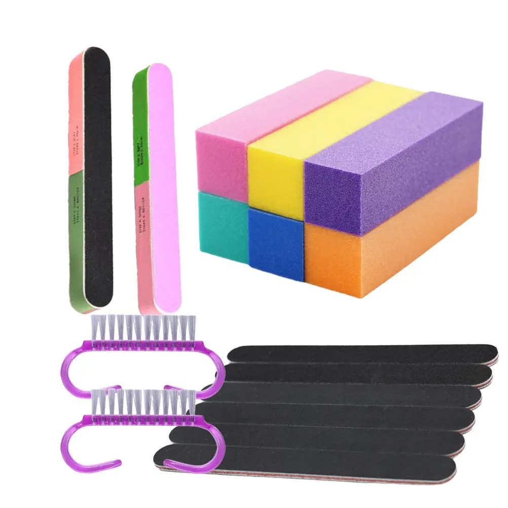 1Set Nail Polishing Buffers and Files Kit for Uv Gel Acrylic Prep Manicure Pedicure Tools Fingernails Toenails Women Girls Nail