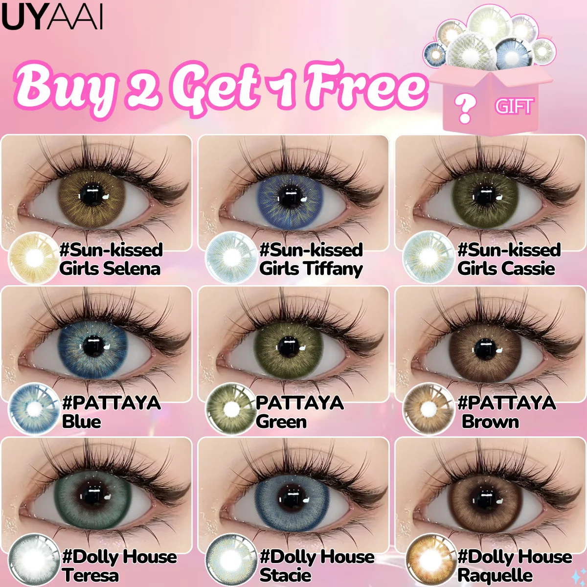 [Acquista 2 Ricevi 1 gratis] Lenti a contatto colorate UYAAI per occhi Contatti occhi blu 1 paio di lenti alla moda naturali per donna Arrivo rapido