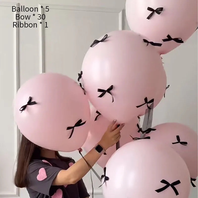 5pcs Wedding Pink Ins Bow Balloon Proposal Ceremony 12 Inch Floating Balloon Birthday Party Scene Arrangement Photography Props