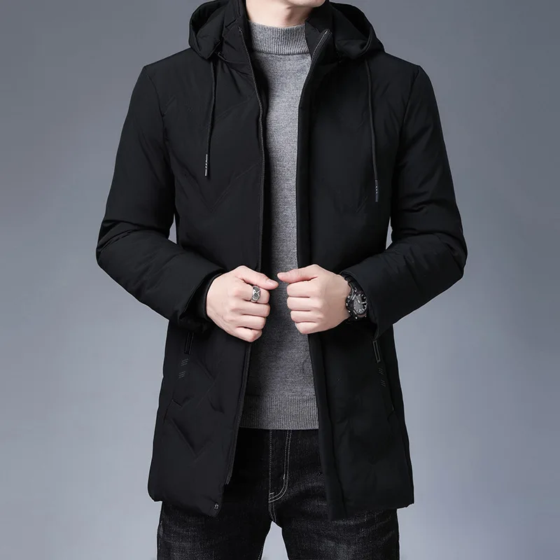 2023 High Quality Brand Hooded Puffer Jacket Men Winter Coat Parkas Thick Warm Windbreaker Men Clothing Solid Long Sleeve Casual