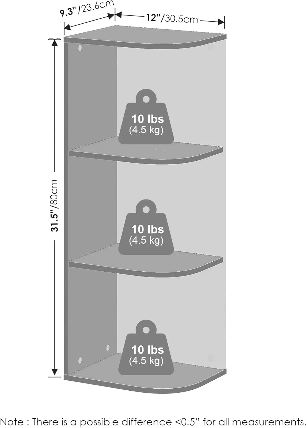 Reed Corner Shelf, 3-Tier Corner Bookshelf, Book Shelf, Corner Shelves, Storage Rack, for Organization and Storage, Home Offi view 3