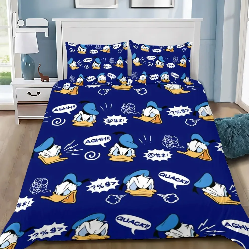 Duvet Cover Pillowcase Bedding Set Funny Donald Duck Adult Boy Girl Bedroom Decoration Children Gift Single Double Large Size