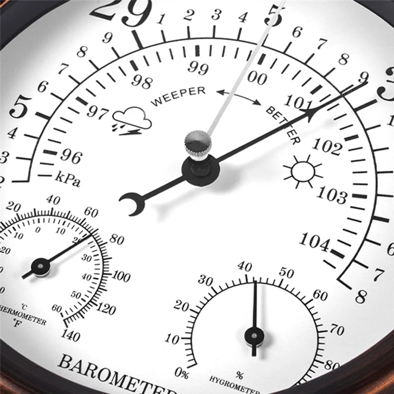 -A12R 3 In 1 Barometer Thermometer Hygrometer Atmospheric Pressure Temperature Gauge Outdoor Weather Station Humidity Meter Dura