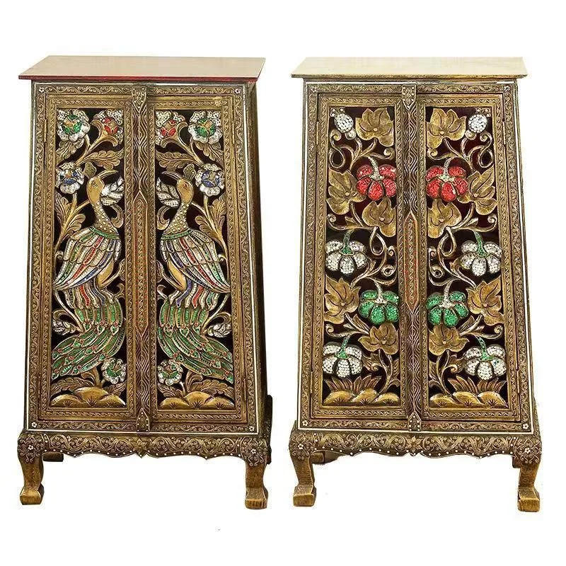 Solid wood porch cabinet Thai decorative cabinet carving