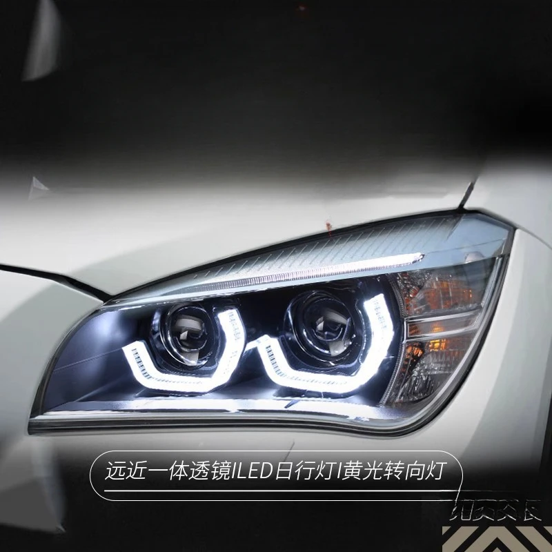 Suitable for  BMW X1 2010-2015headlight assembly modification with LED spoon-shaped daytime running lights, eyebrow lights, and