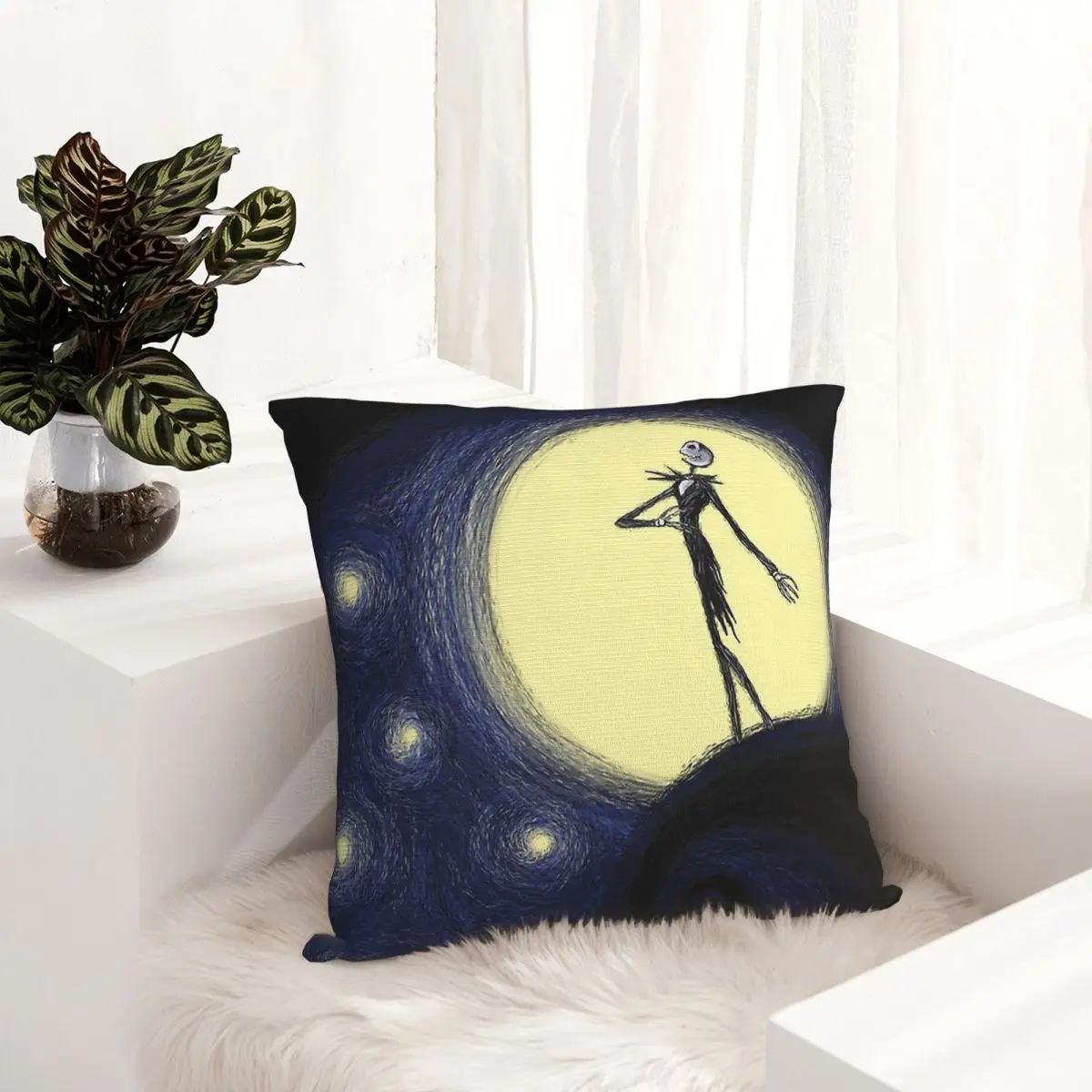 كابوس النجوم المخدة غطاء الوسادة هدية جاك Skellington كابوس قبل عيد الميلاد رمي كيس وسادة غطاء المنزل #3