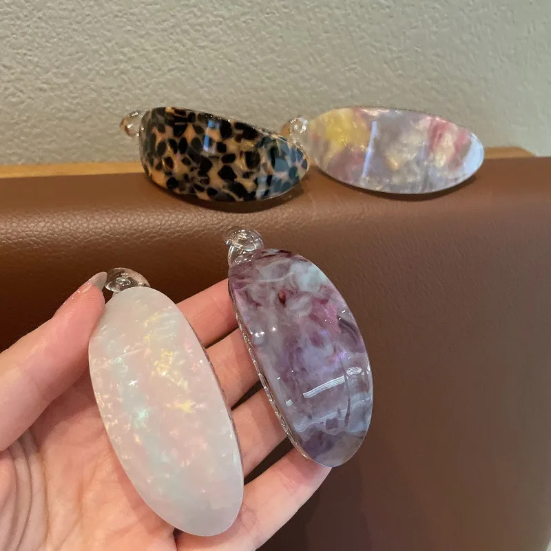 Marble Acetate Banana Hair Clips Vintage Tortoiseshell Barrettes Strong Hold Ponytail Holder Women Hair Styling Accessories ZX07