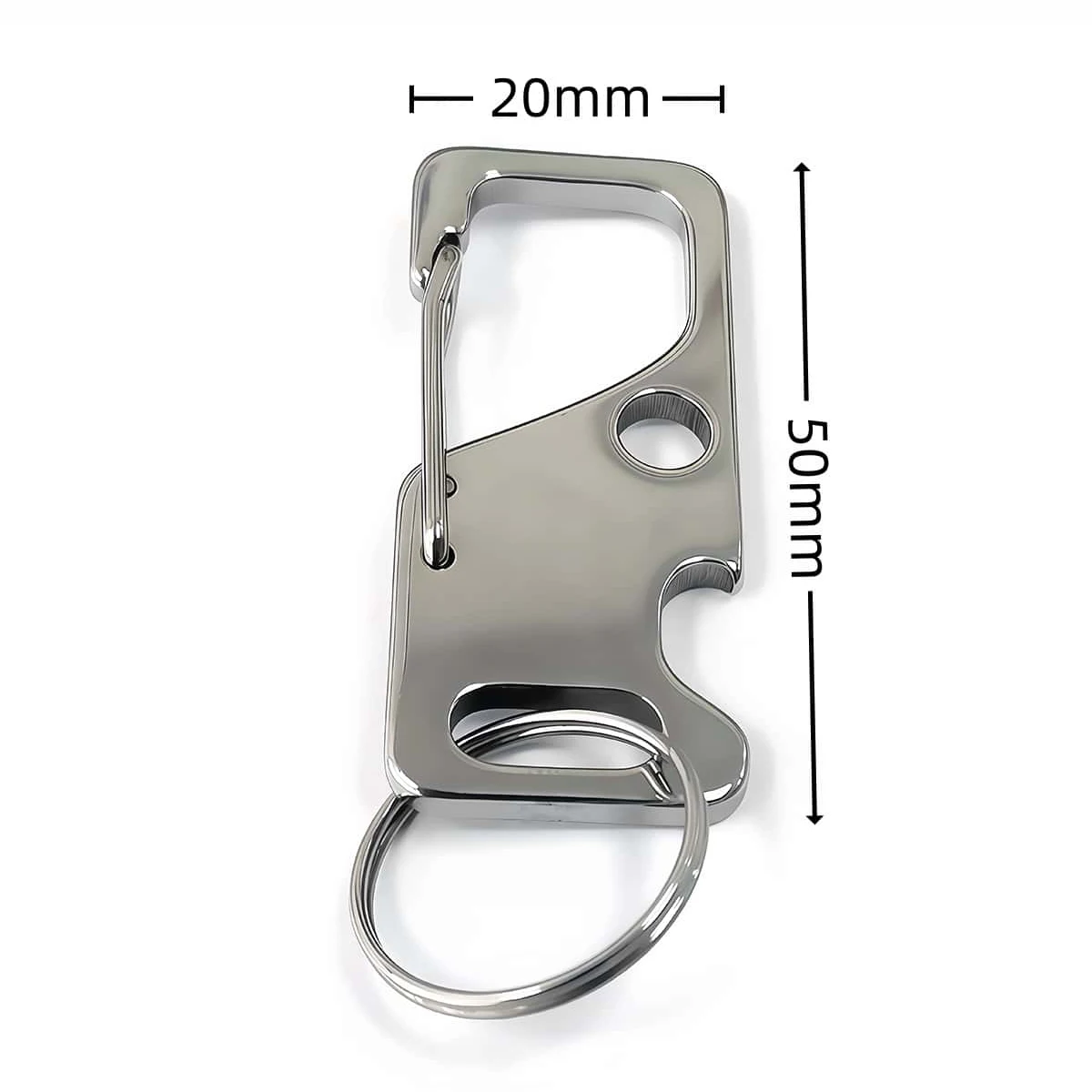 2 Stück 304 Edelstahl Schlüsselanhänger Flaschenöffner Karabiner Metall Autoschlüsselanhänger Bieröffner Anhänger Taillen-Hängeanhänger – Detail 2