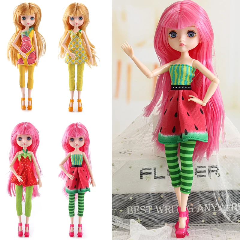 26cm BJD Dolls For Girl Pink Hair Big Eyes Multi-joint Mobility Fashion Doll Princess Clothes Suit Kids DIY Dress Up Accessories