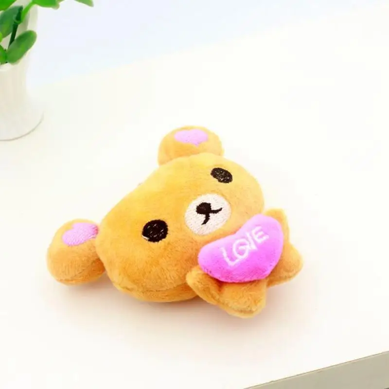 LLavero de muñeco de peluche Kawaii Rilakkuma, colgante de peluche de corazón lindo de Anime japonés, bolsa de juguetes de peluche, decoración con cremallera, regalos de vacaciones