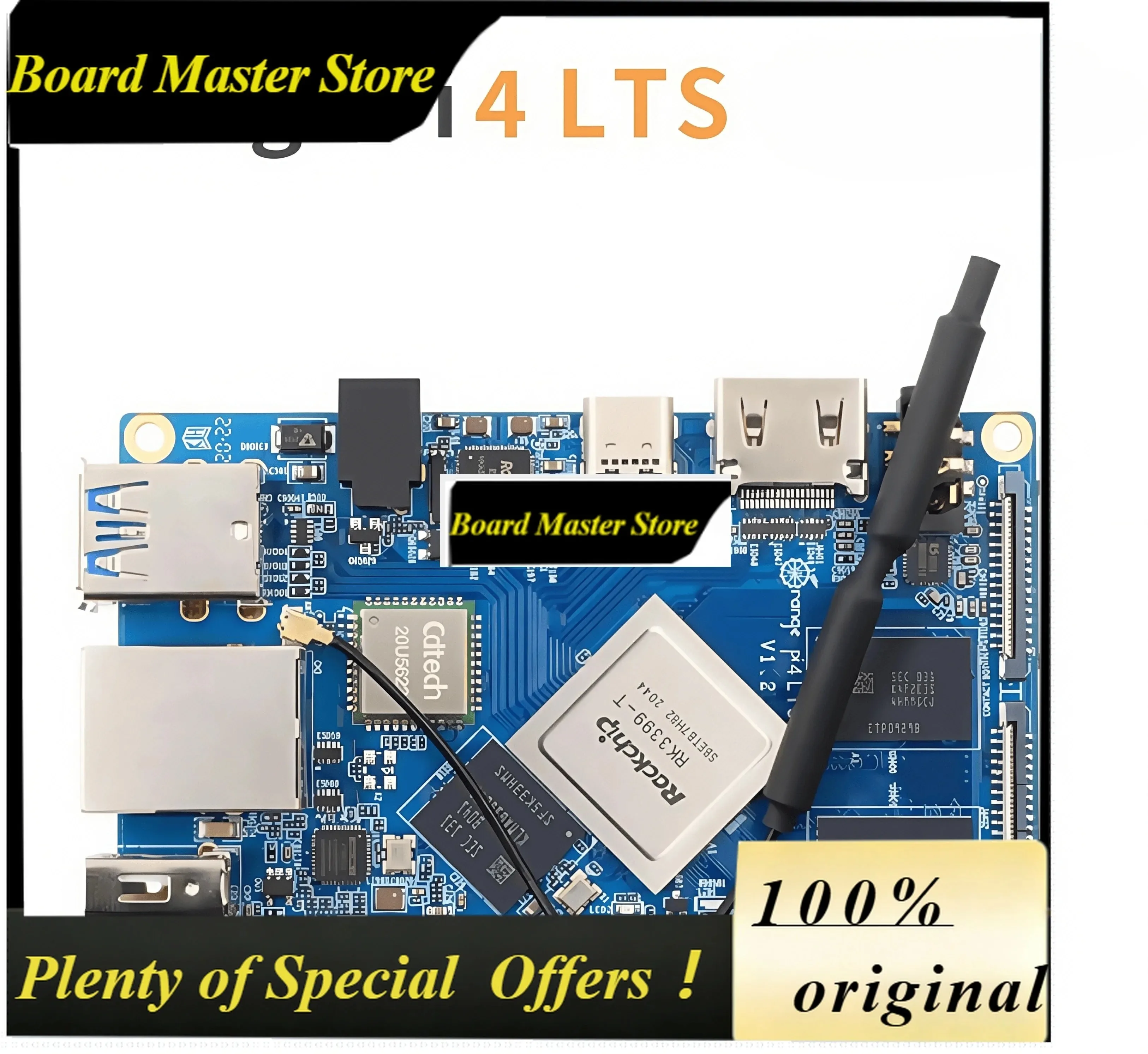 BoMaSOrange Pi 4 Lts Rockchip Rk3399 Development Board Android Linux Motherboard 4g Memory